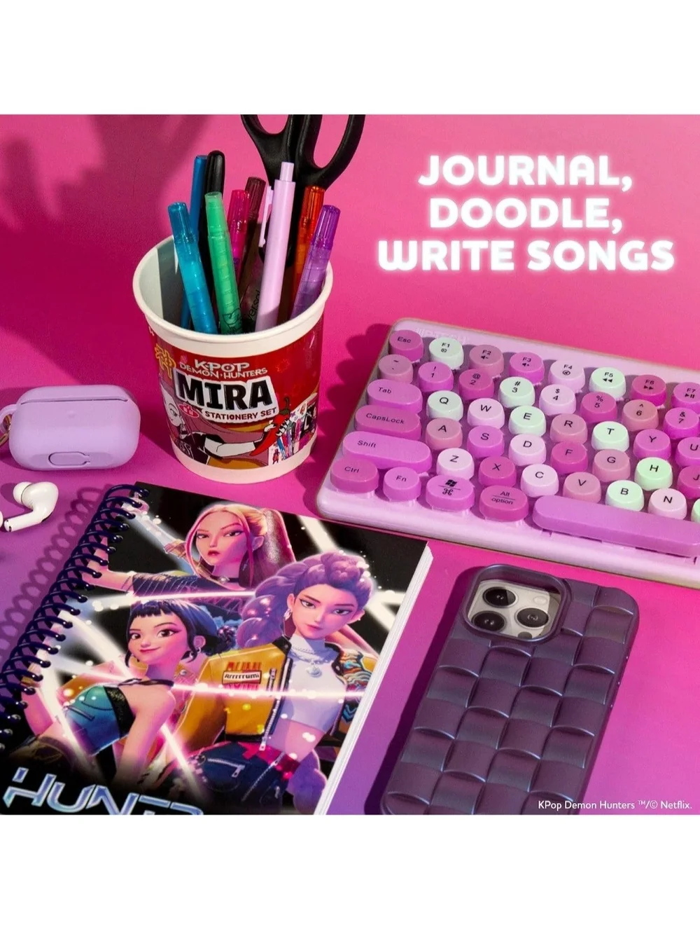 💜 K-Pop Demon Hunters Spiral Notebook- Huntrix, Saja Boys, or Derpy (Choose 1)